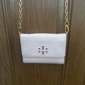 Tory Burch light pink Crossbody Bag with Gold Chain